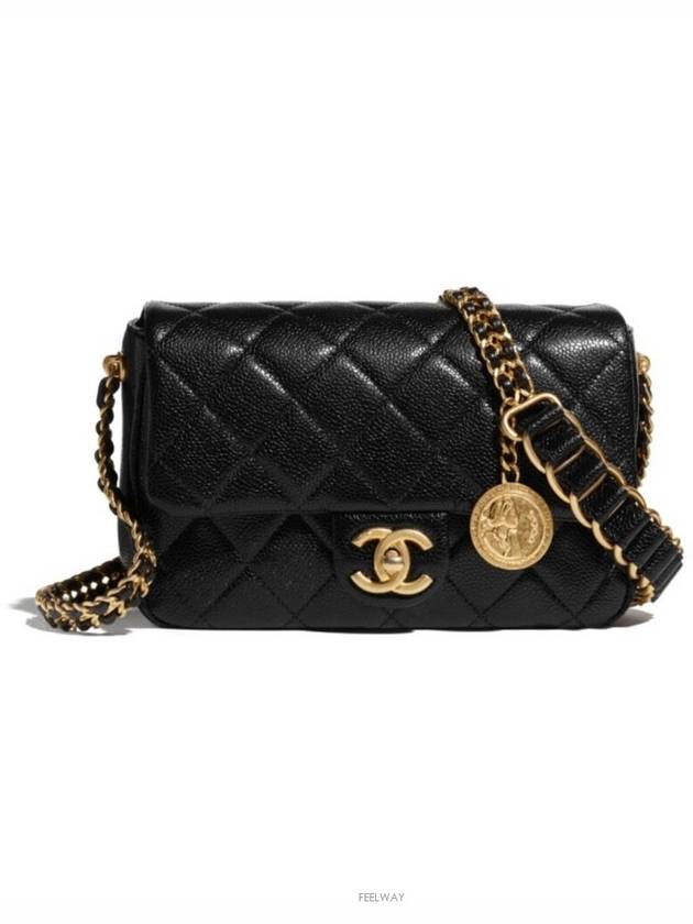 Lux You Black caviar flap small chain bag new built in chip AS2528 - CHANEL - BALAAN 8