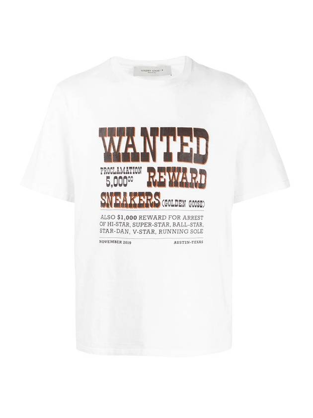 Wanted Logo Printing Short Sleeve T-Shirt White - GOLDEN GOOSE - BALAAN 1