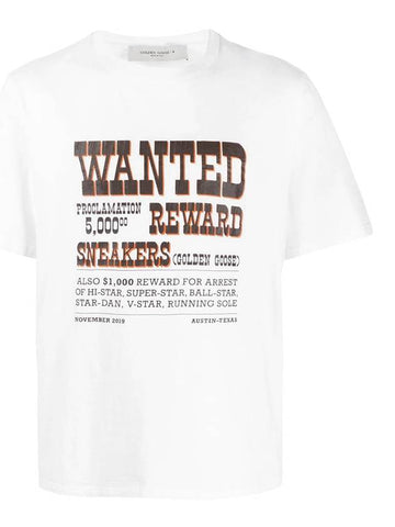Wanted Logo Printing Short Sleeve T-Shirt White - GOLDEN GOOSE - BALAAN.