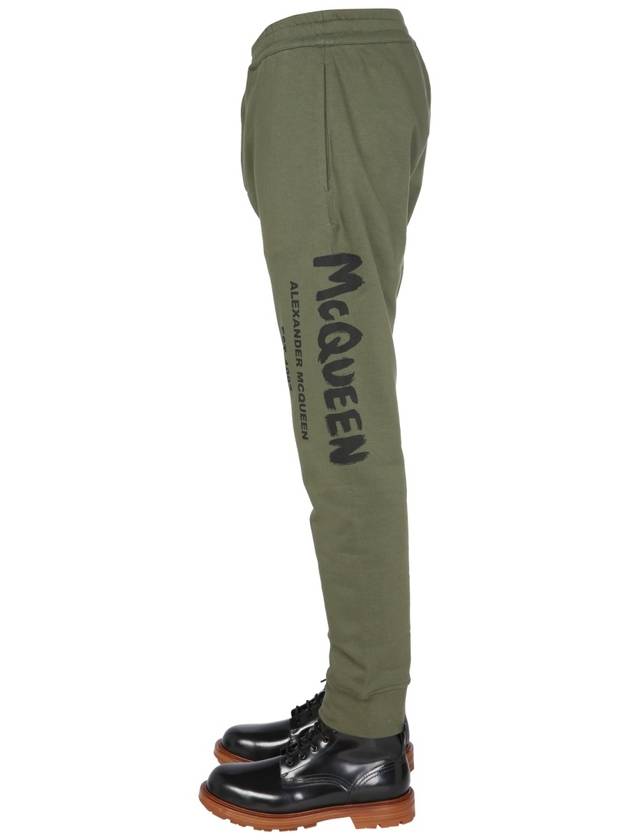 Side Black Graffiti Logo Jogger Pants Green - ALEXANDER MCQUEEN - BALAAN 4