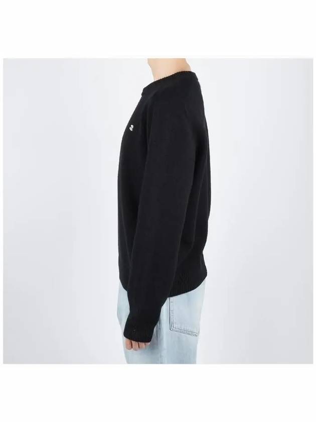 Men's Triomphe Crew Neck Cashmere Wool Knit Top Black - CELINE - BALAAN 4