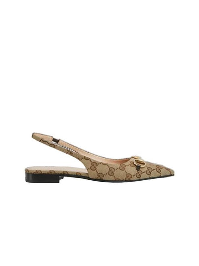 Horsebit Slingback Ballet Flat Beige Ebony - GUCCI - BALAAN 2