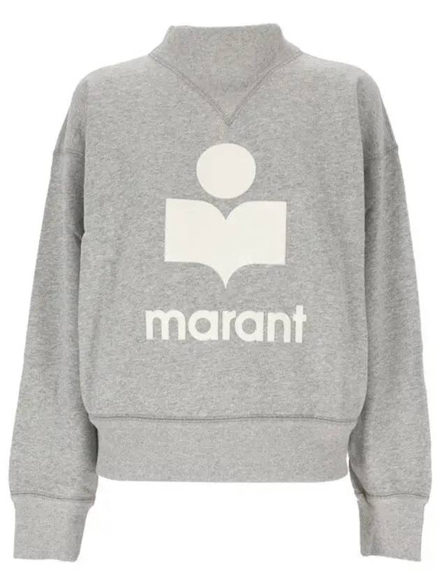 Moby Velvet Logo Sweatshirt Gray White SW0003FA A1M07E GYWH - ISABEL MARANT - BALAAN 1