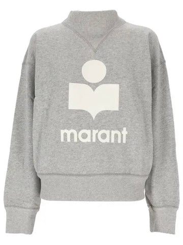 Moby Velvet Logo Sweatshirt Gray White SW0003FA A1M07E GYWH - ISABEL MARANT - BALAAN 1