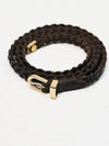 Slim Point Woven Leather Belt Brown - SORRY TOO MUCH LOVE - BALAAN 2