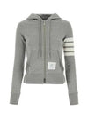 Engineered 4-Bar Stripe Loopback Jersey Knit Zip Up Hoodie Light Grey - THOM BROWNE - BALAAN 2