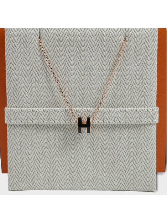 Mini Pop H Pendant Rose Gold & Noir - HERMES - BALAAN 2