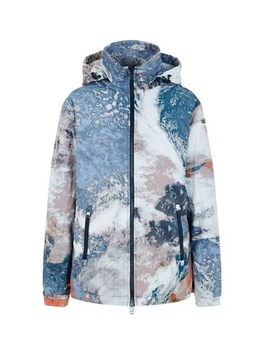 Women s Planet Print Zip Up Jacket Blue - DIESEL - BALAAN 1