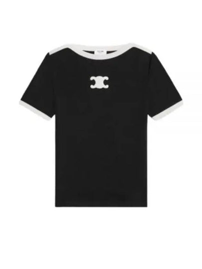 Triomphe Logo Short Sleeve T-Shirt Black - CELINE - BALAAN 2