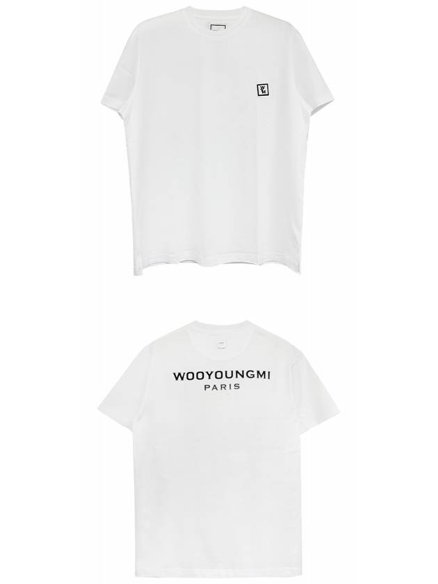 W233TS07701W WYM Patch Black Back Logo Cotton Round Short Sleeve TShirt White Men's TShirt TR - WOOYOUNGMI - BALAAN 4