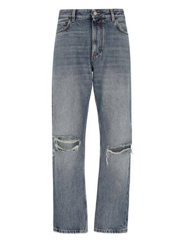 Vintage Effect Denim Straight Jeans Blue - BALENCIAGA - BALAAN 1