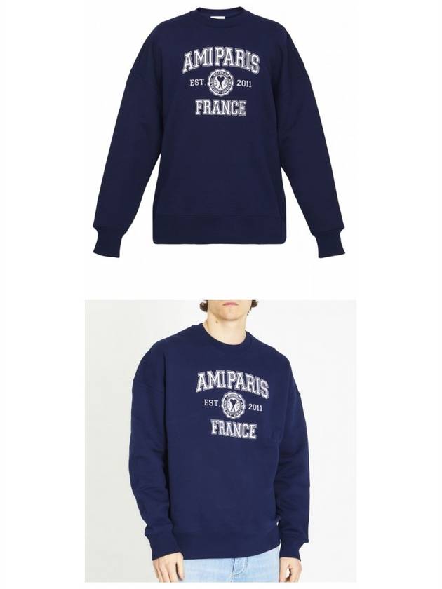 Logo Print Sweatshirt Navy - AMI - BALAAN 5