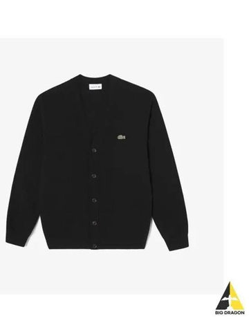 Men s Basic V neck Cardigan Black - LACOSTE - BALAAN 1