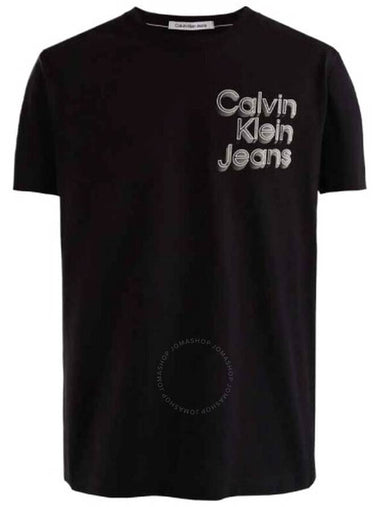 Calvin Klein Stacked Euphoric Logo Cotton T Shirt in Black Size Medium - CALVIN KLEIN - BALAAN 1