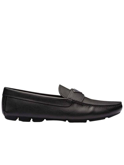 Triangle Logo Saffiano Driving Loafers Black - PRADA - BALAAN 2