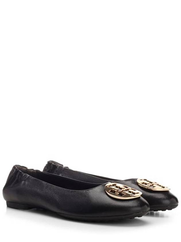 Logo Leather Ballerina Flat Black - TORY BURCH - BALAAN 5