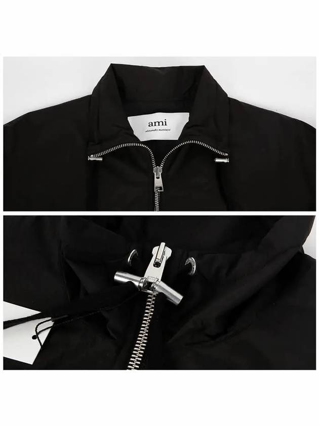 Logo Print Hoodie Windbreaker Black - AMI - BALAAN 6