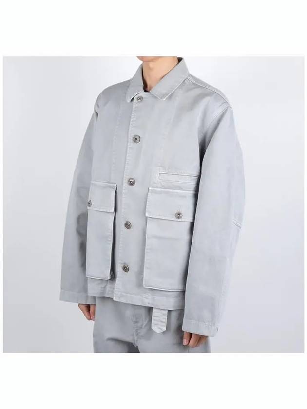 Boxy Oversized Denim Jacket Snow Blue Grey - LEMAIRE - BALAAN 3