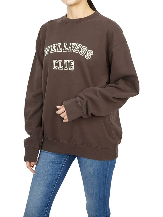 Wellness Club Flock Crew Neck Cotton Sweatshirt Brown - SPORTY & RICH - BALAAN 6