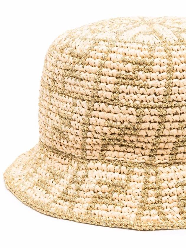 FF Raffia Bucket Hat Gold - FENDI - BALAAN 3