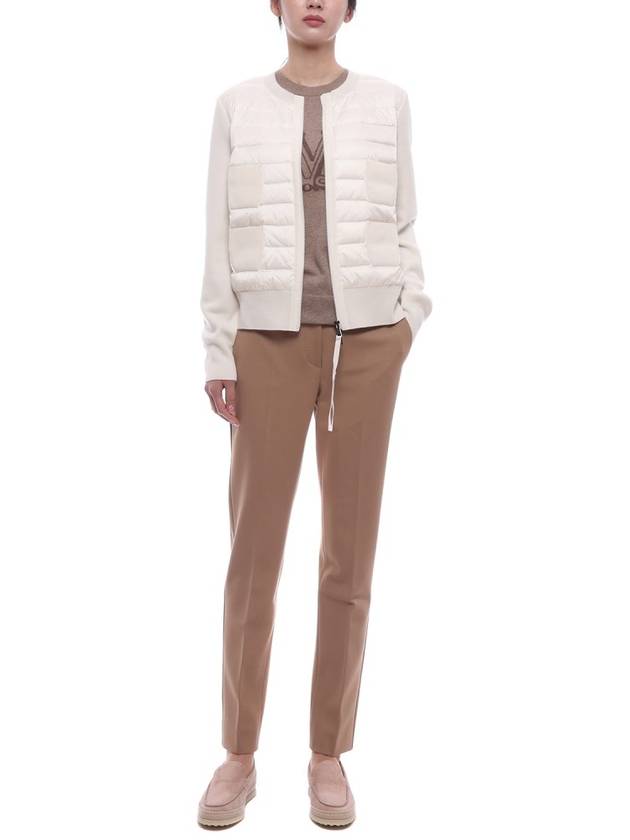 Women's Padded Wool Zip-Up Cardigan White - MONCLER - BALAAN 4