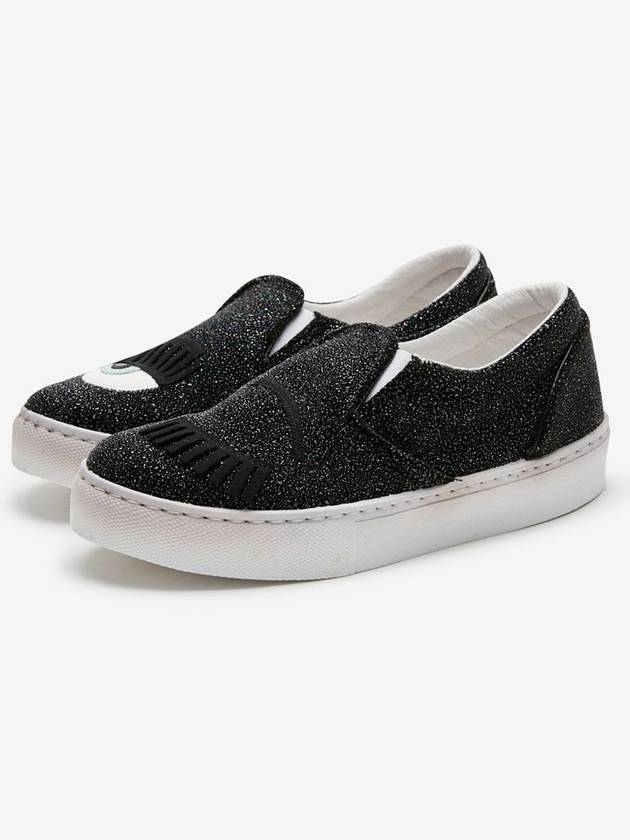 Women s Wink Glitter Black Slip On CF654 - CHIARA FERRAGNI - BALAAN 1