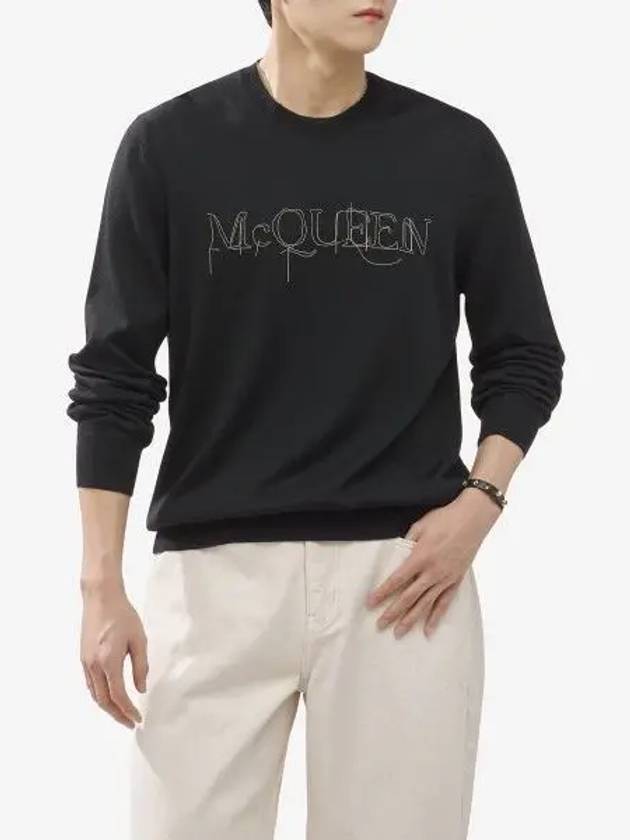 Logo Embellished Crewneck Sweatshirt Black - ALEXANDER MCQUEEN - BALAAN 2