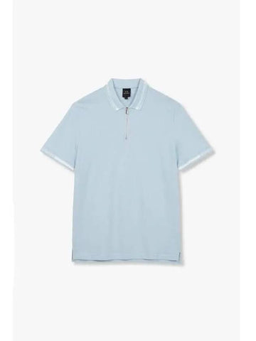 Men s Logo Line Pique Polo Shirt Light Blue - ARMANI EXCHANGE - BALAAN 1