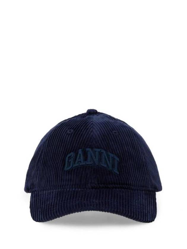 Embroidered Logo Corduroy Ball Cap Navy - GANNI - BALAAN 2