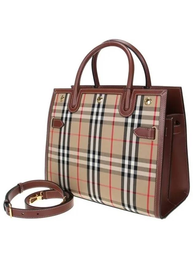 Small Vintage Check Title Tote Bag Beige - BURBERRY - BALAAN 3