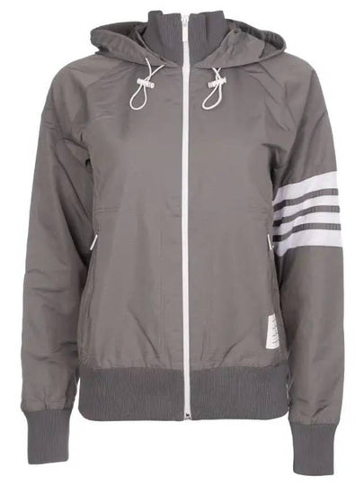 Women's Ripstop Mesh 4 Bar Zip Up Hoodie Grey - THOM BROWNE - BALAAN 2