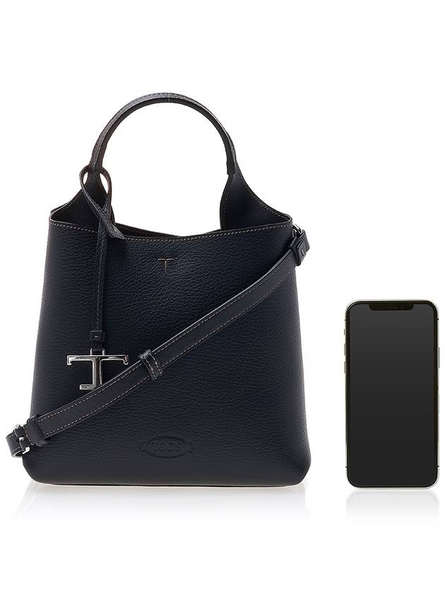 Logo Mini Leather Tote Bag Black - TOD'S - BALAAN 7