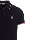 Stripe Trimming Logo Short Sleeve Polo Shirt Navy - MONCLER - BALAAN 5