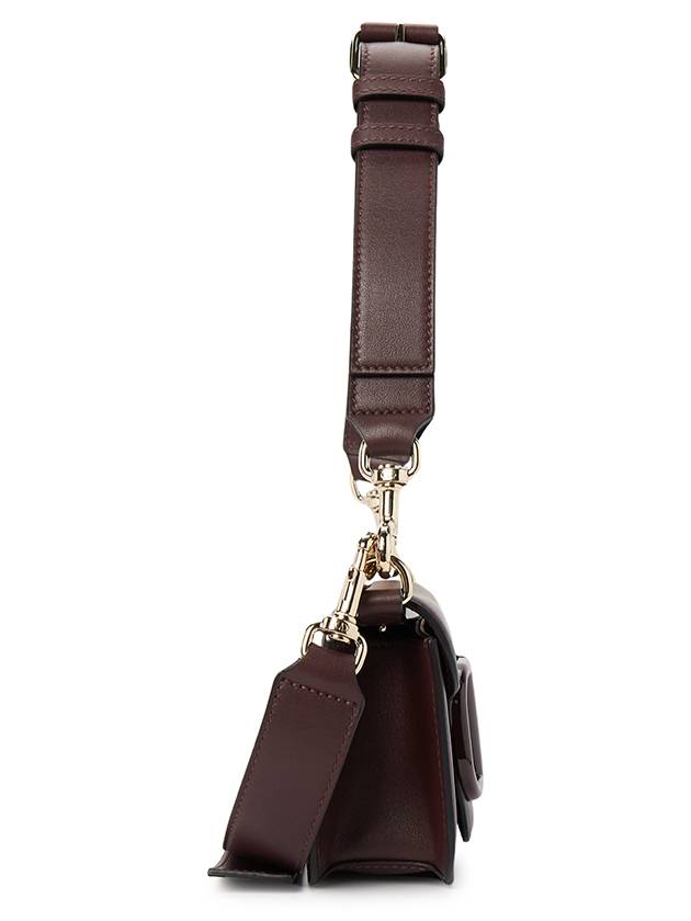 V Logo Signature Leather Shoulder Bag Burgundy - VALENTINO - BALAAN 4