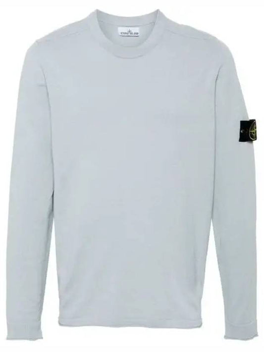 Raw Hand Cotton Crewneck Knit Top Sky Blue - STONE ISLAND - BALAAN 2