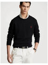 Embroidered Pony Logo Crew Neck Cotton Knit Top Black - POLO RALPH LAUREN - BALAAN 6