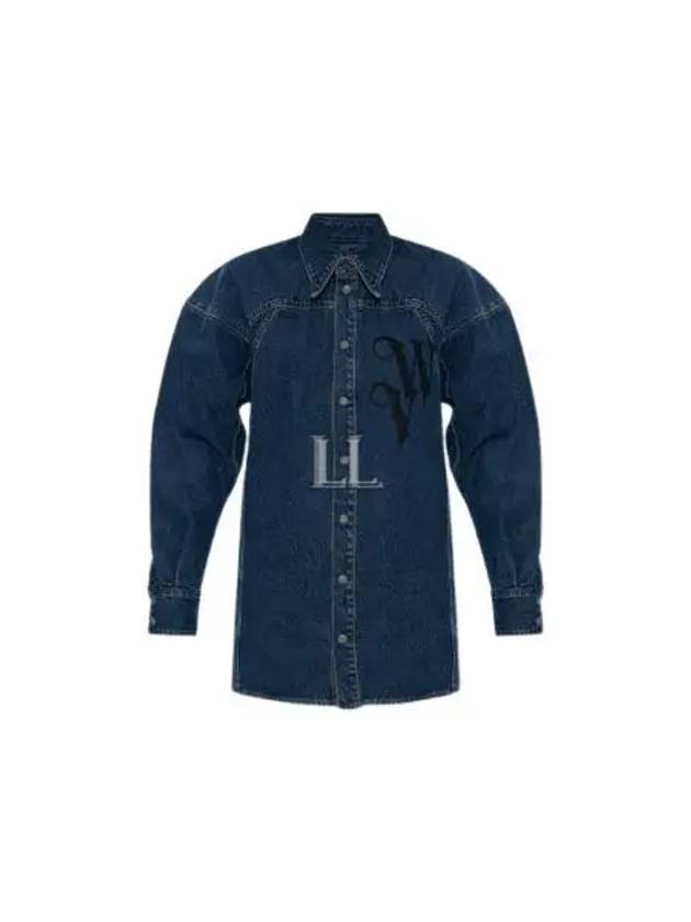 Spray Football Denim Long Sleeve Shirt Blue - VIVIENNE WESTWOOD - BALAAN 2