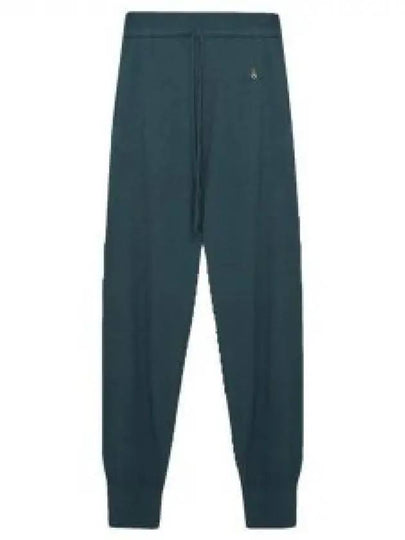 Women's Embroidered Logo Cashmere Blend Track Pants Emerald - VIVIENNE WESTWOOD - BALAAN 2