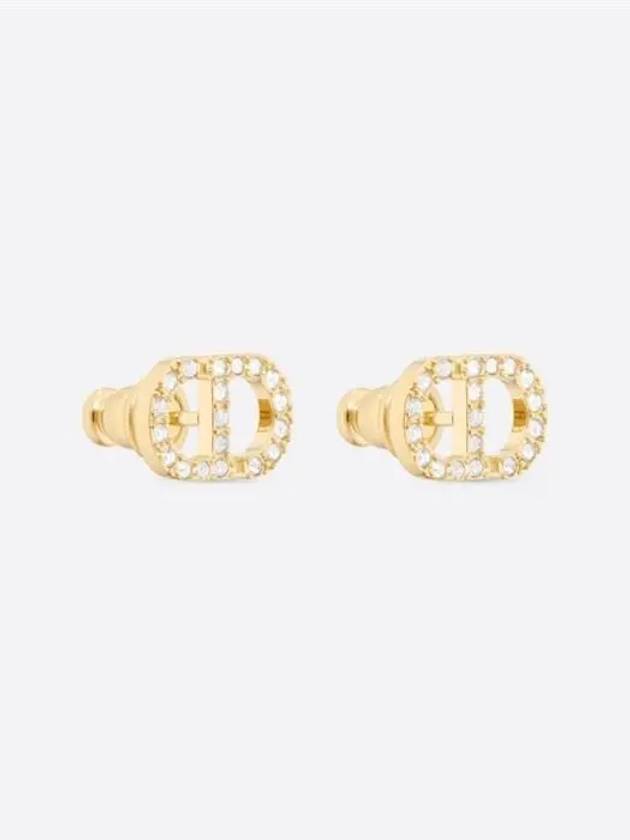 Petit CD Crystal Mini Stud Earrings Gold - DIOR - BALAAN 3