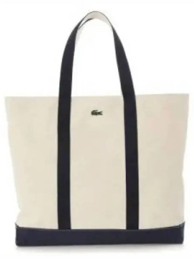 Summer pack tote bag natural navy - LACOSTE - BALAAN 1