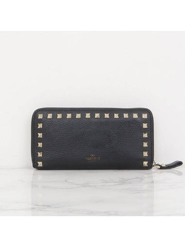 Women s Long Wallet Zipper Rockstud Black QW1P0645VSH 0NO - VALENTINO - BALAAN 1