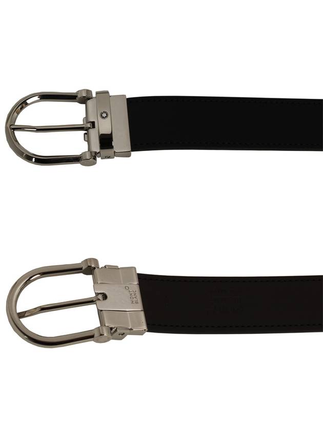 Horseshoe Buckle Reversible Leather Belt Black Brown - MONTBLANC - BALAAN 3