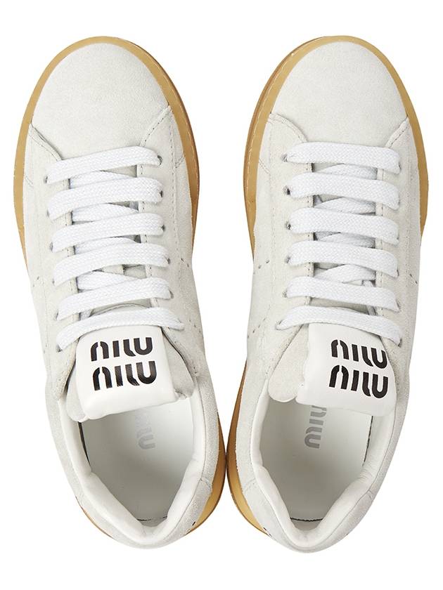 Women's Suede Low Top Sneakers White - MIU MIU - BALAAN 3