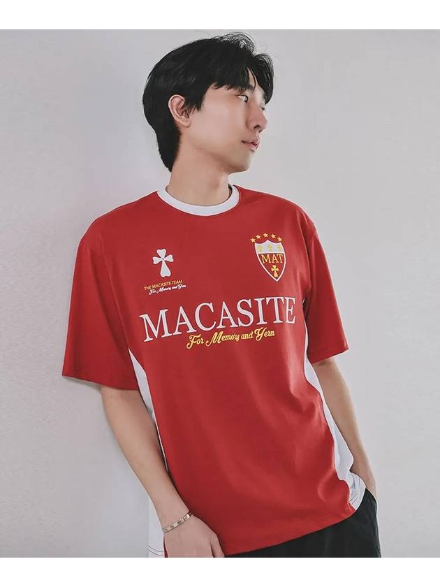 Football Cotton Short Sleeve T-Shirt Red - MACASITE - BALAAN 5