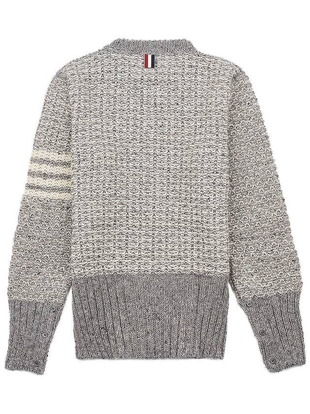 4 Bar Stripe Melange Effect Wool Knit Top Grey - THOM BROWNE - BALAAN 3