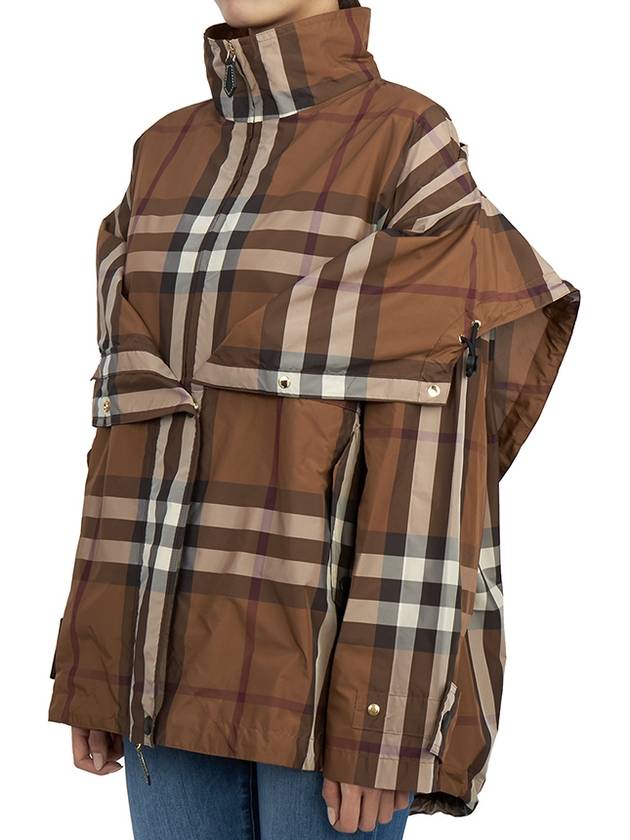 Check Off Shoulder Hooded Jacket Brown - BURBERRY - BALAAN 5