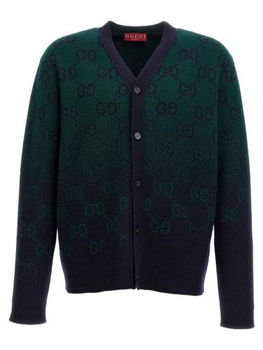 GG Degradé Wool Jacquard Cardigan Dark Green - GUCCI - BALAAN 1