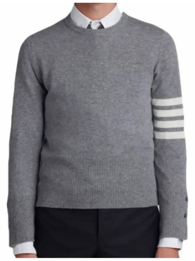 Diagonal Classic Cashmere Knit Top Light Grey - THOM BROWNE - BALAAN 2