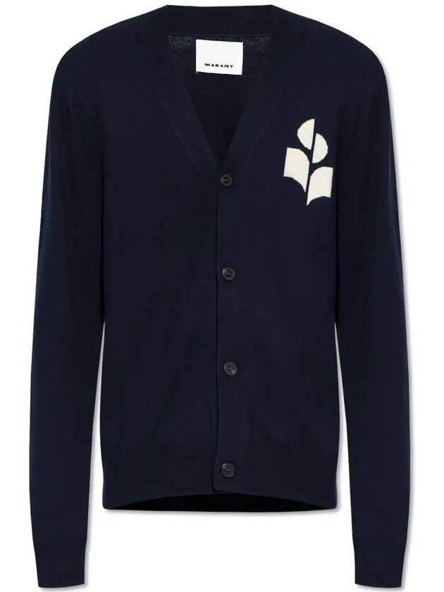 Men's Logo Intarsia Cardigan Navy - ISABEL MARANT - BALAAN 3