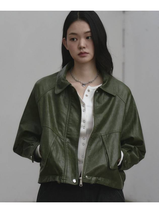 Overfit string eco leather jacket Green - THE GREEN LAB - BALAAN 1